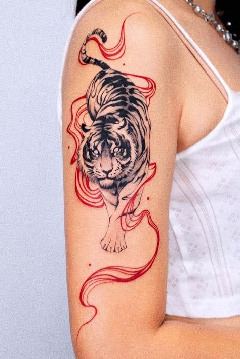 Tiger Tattoos For Men, Tiger Tattoo Ideas, Mens Tiger Tattoo, White Tiger Tattoo, Tiger Hand Tattoo, Half Sleeve Tattoo Stencils, Tiger Tattoos, Tattoos For Men And Women, Our Mindful Life