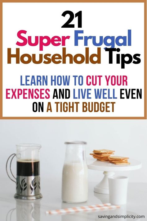 Are you looking for ways to decrease your household expenses and cut your spending?  Discover 21 super frugal household tips that can help you get your budget and your spending back in order. Learn great frugal tips to help you pay down your debt and save more money. Frugal Homemaking, Live On Less, Household Expenses, Debt Reduction, Homemaking Tips, Saving Strategies, Food Cost, Save More Money, Money Book