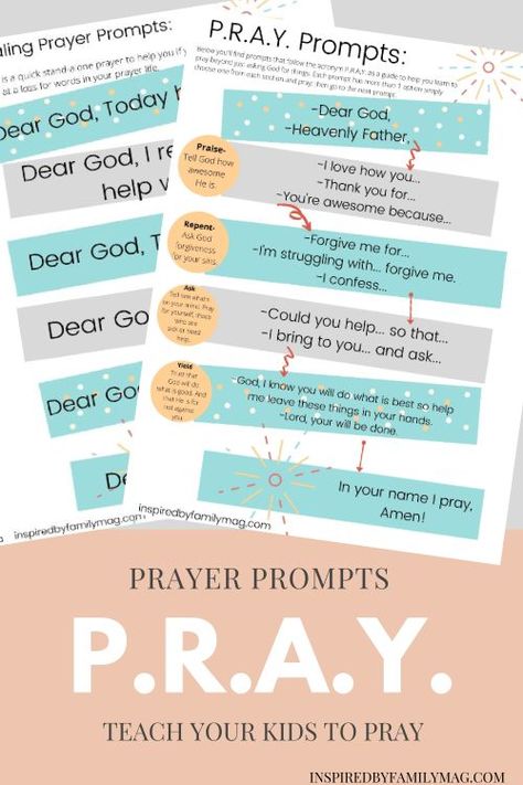 Teach Your Kids to Pray with a Prayer Prompts - My hope is that in prayer our children will see that God cares about everything that goes on in their life. Teach Me To Pray Printable, Teaching Kids About Prayer Activities, Teaching Prayer To Kids, Teaching Kids About Prayer, Prayer Boards For Kids, What To Pray About, Prayer Prompts For Kids, How To Pray For Kids, Prayer Lessons For Kids