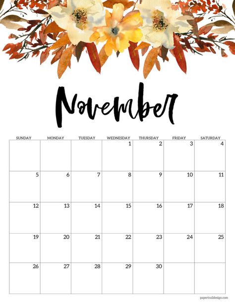 Print this November 2023 floral calendar page for free and start planning your month. November 2024 Calendar Aesthetic, November Calendar 2023, Calender Printables, Pink 2023, November Aesthetic, Paper Trail Design, Free Printable Calendar Templates, Floral Calendar, Thanksgiving 2023