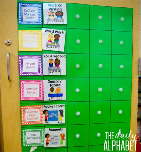 Centers Chart Rotation, Center Chart Preschool, Classroom Center Rotation Chart, Center Rotations Kindergarten, Classroom Rotation Chart, Center Rotation Charts Preschool, Kindergarten Classroom Stations, Must Do May Do Centers Kindergarten, Center Organization Kindergarten