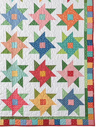 Bring a Summer Garden Inside Any Time of the Year - Quilting Digest Summer Quilt Patterns, Flowers Quilt Pattern, New Quilt Patterns, Flowers Quilt, Quilting Digest, Charm Pack Quilt, Bright Quilts, Spring Quilts, Scrappy Quilt Patterns