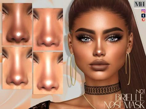 Shiny nose mask for females and males in 11 swatches - HQ Compatible. Mod Makeup, Ts4 Makeup, Sims 4 Skins, Cc Lookbook, Sims 4 Genetics, New Sims 4 Cc, Sims 4 Makeup Cc, Sims 4 Makeup, Sims Packs