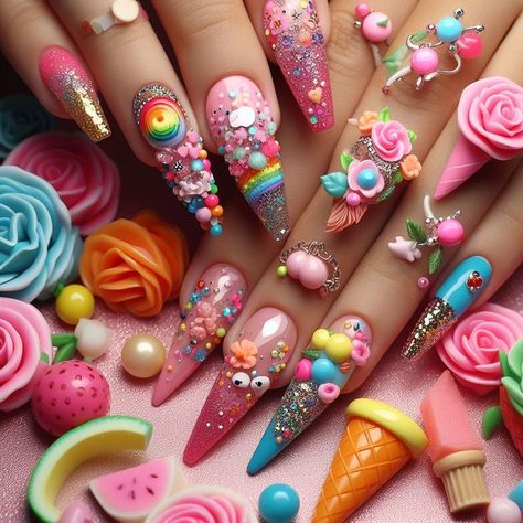 Candy Land Nails, Nail Inspo Light Pink, Cute Summer Nails Bright, Summer Nails Bright, Red Tattoo Ideas, Red Ink Tattoo, Nails Summer Nails, Red Tattoo, Light Pink Nails