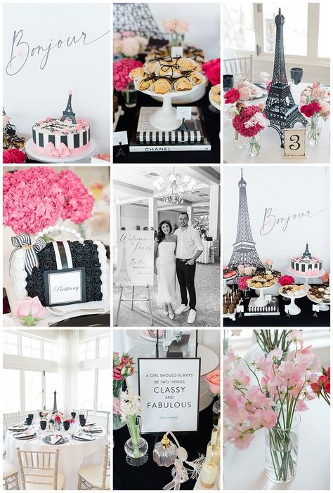 This Parisian themed bridal shower is super chic! Venue: Indian Trail Club in Franklin Lakes, New Jersey #bridalshower #paris #paristheme #bridalshowertheme Chanel Bridal Shower Theme, Chanel Bridal Shower, French Bridal Showers, Paris Bridal Shower Theme, Diy Paris, French Themed Parties, Paris Bridal Shower, Paris Theme Wedding, Parisian Party