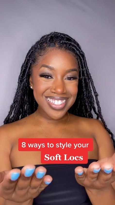 Classy Faux Locs Hairstyles, Hairstyles With Faux Locs For Women, How To Style My Soft Locs, How To Style Faux Locs With A Scarf, Ways To Style Dreads Black Women, Black Faux Locs Black Women, How To Braid Soft Locs, How To Style Faux Locs Hairstyles Dreads, How To Style Your Faux Locs