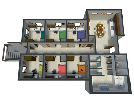 Dorm Layout, Dorm Room Layouts, Hotel Floor Plan, Hostels Design, Hostel Room, House Floor Design, Sims 4 House Design, Hotel Room Design, Casas The Sims 4