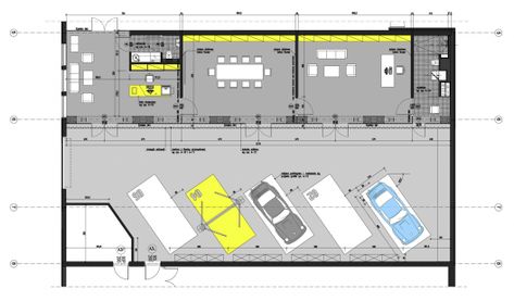 http://www.archdaily.com/328424/office-garage-ultra-architects/ Car Showroom Design, Plan Garage, Underground Garage, Garage Loft, Workshop Plans, Automotive Shops, Ultimate Garage, Warehouse Design, Car Workshop