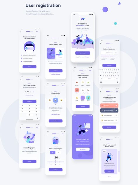 Health Fitness Mobile App UI UX Kit on Behance Application Ui Design, Desain Ux, Gym App, Health App Design, To Do App, Ux Kits, Ui Ux 디자인, App Design Layout, Ux App Design