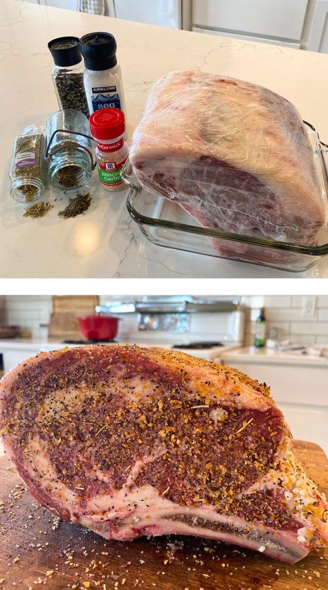 This is the most flavorful Prime Rib Roast Recipe, prized for tenderness, juiciness, and rich flavor. Perfect for Christmas, New Years or any special occasion! Alton Brown Holiday Standing Rib Roast, Bone In Beef Rib Roast Recipe, Magic Prime Rib, Seasoning Prime Rib Roast, Preparing Prime Rib Roast, How To Season Prime Rib Roast, Prime Rib Roast Rotisserie Recipe, Rob Roast Recipe, How To Fix Prime Rib Roast