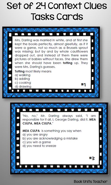 Vocabulary - Context Clues Context Clues Middle School, Teaching Context Clues, Nonsense Word Activities, Context Clues Games, Context Clues Anchor Chart, High School Vocabulary, Vocabulary Centers, Middle School Reading Activities, Context Clues Activities