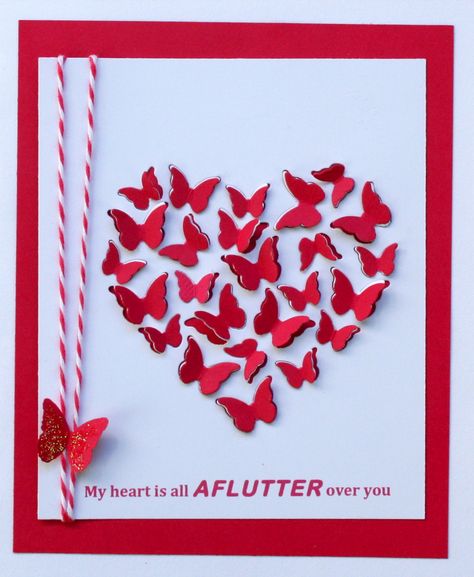 My heart is all aflutter over you - Scrapbook.com Butterfly Heart, Heart With Butterflies, Hearts Butterflies, You Make My Heart Flutter, Card With Hearts Handmade, Butterfly Greetings Card, Paper Art Design, Valentines Inspiration, Valentine Love Cards