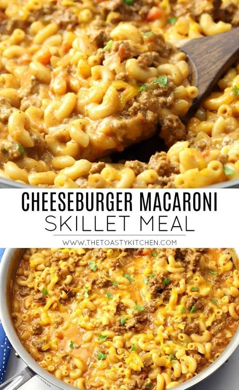 Cheese Burger Macaroni, Cheeseburger Macaroni Skillet, Mince Dishes, Cheeseburger Macaroni, Homemade Cheeseburgers, Pasta Beef, Homemade Hamburger, Hamburger Helper, Pasta Night