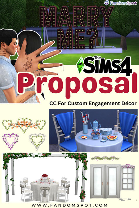 Wedding Decorations Sims 4 Cc, Sims 4 Marry Me Sign Cc, Sims 4 Proposal Cc, Sims 4 Proposal, Sims 4 Wedding Decor Cc, Arranged Marriage, Sims 4 Expansions, Sims 4 Gameplay, Engagement Decorations