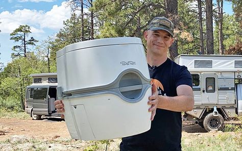 Round up of the best portable camping toilets for sale and a full review of Thetford Porta Potti, a popular portable toilet for vans, cars and RVs. Camping Potty, Small Rv Campers, Portable Toilet For Camping, Portable Potty, Truck Life, Camping Inspiration, Small Rv, Camping Toilet, Toilet Installation