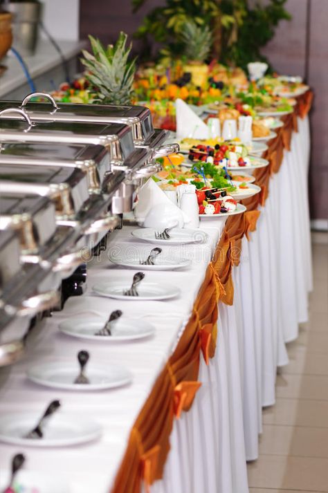 Catering wedding. Chafing dishes at table ready for wedding catering , #Affiliate, #Chafing, #wedding, #Catering, #dishes, #catering #ad Wedding Buffet Table Decor, Buffet Table Arrangement, Wedding Meals, Wedding Catering Buffet, Wedding Buffet Table, Wedding Buffet Food, Catering Table, Decoration Buffet, Food Set Up