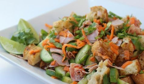 Vietnamese Bahn Mi Bread Salad is delicious and a great way to use leftover ham Bahn Mi Bread, Bahn Mi Salad, Vietnamese Bahn Mi, Banh Mi Salad, Bahn Mi, Bread Salad, Leftover Ham, Banh Mi, Recipe For Mom