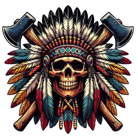 Indian Headdress Tattoo, Native Indian Tattoos, Indian Skull Tattoos, Indian Tattoo Design, Headdress Tattoo, Native American Drawing, Book Illustration Design, Pawprint Tattoo, Native Artwork