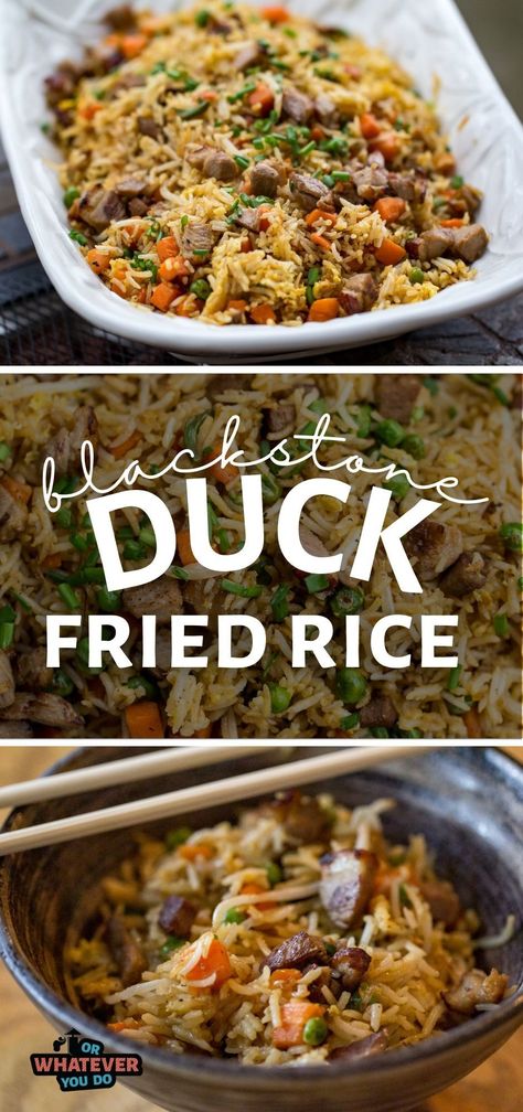 Duck Fried Rice Recipe, Duck Fried Rice, Teppanyaki Recipe, Jasmine Rice Recipes, Basmati Rice Recipes, Easy Finger Foods, Blackstone Griddle Recipes, Cooking Jasmine Rice, Outdoor Cooking Recipes