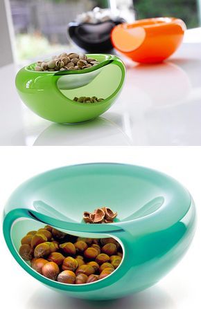 This shell-collecting nut bowl. | 29 Insanely Efficient Products You Wish Existed Nut Bowl, Lazy People, Cool Kitchen Gadgets, Wrapping Ideas, Cool Inventions, Kitchen Stuff, Kitchen Gadgets, Cool Kitchens, Granola