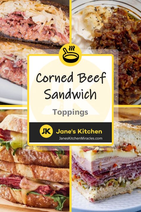 Examples of Corned Beef Sandwich toppings Corned Beef Brisket Sandwich, Corn Beef Sandwiches Recipes, Corned Beef Sandwich Ideas, Corn Beef Sandwich, Corned Beef Sandwich Recipe, Corned Silverside, Corned Beef Sandwiches, Tender Corned Beef, Steak Toppings