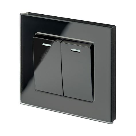 Switch Boards Design, Tranquil House, Black Light Switch, Remote Light Switch, Modern Light Switches, Glass Range, Dimmer Light Switch, Light Switches And Sockets, Shelves Design