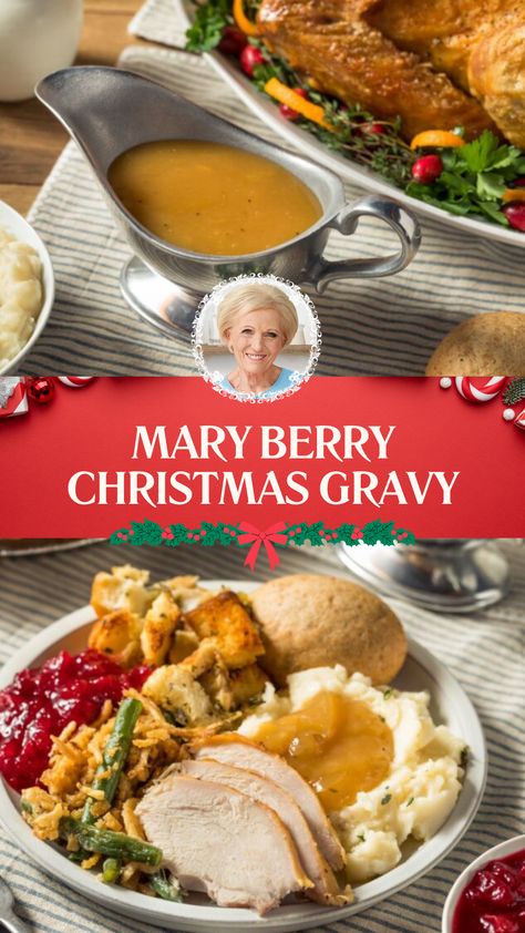 Mary Berry Christmas Gravy Christmas Gravy Recipe, Mary Berry Christmas Recipes, British Christmas Recipes, Turkey Mornay, Mary Berry Recipes Dinners, Christmas Stuffing Recipes, British Christmas Dinner, Christmas Stuffing Recipe, Thanksgiving Turkey Gravy