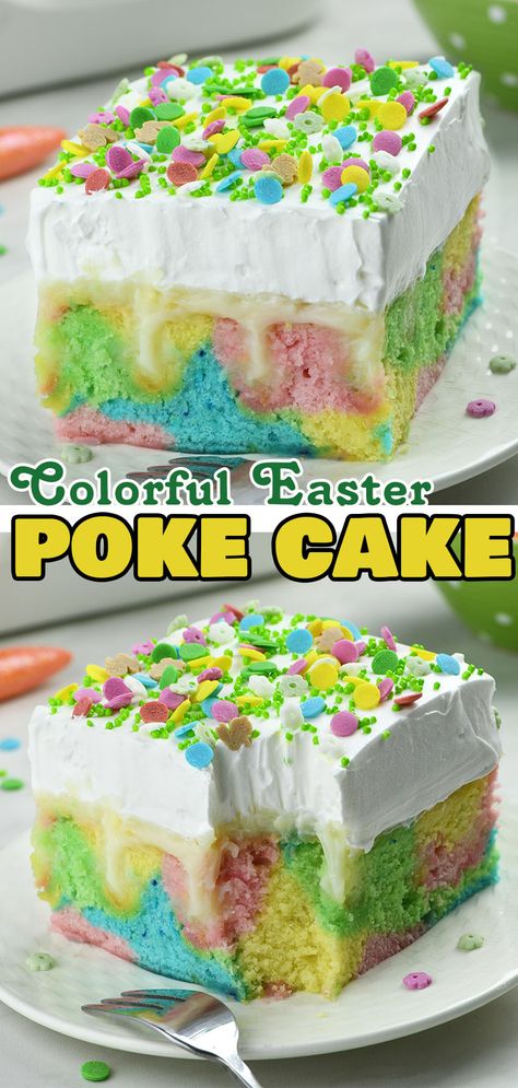 Poke Cakes, Easter Poke Cake, Easy Easter Desserts, Easter Desserts Recipes, Poke Cake Recipes, Make Ahead Desserts, Easter Baking, Poke Cake, Easter Dessert