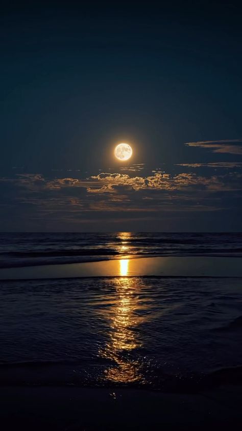 Beautiful Sky Pictures At Night, Beautiful Sky Pictures Moonlight, Beach Moon Wallpaper, Beach Pictures Night, Moon And Beach, The Moon And Ocean, Moon Wallpaper Iphone, Moon And Ocean, Moonlight Aesthetic