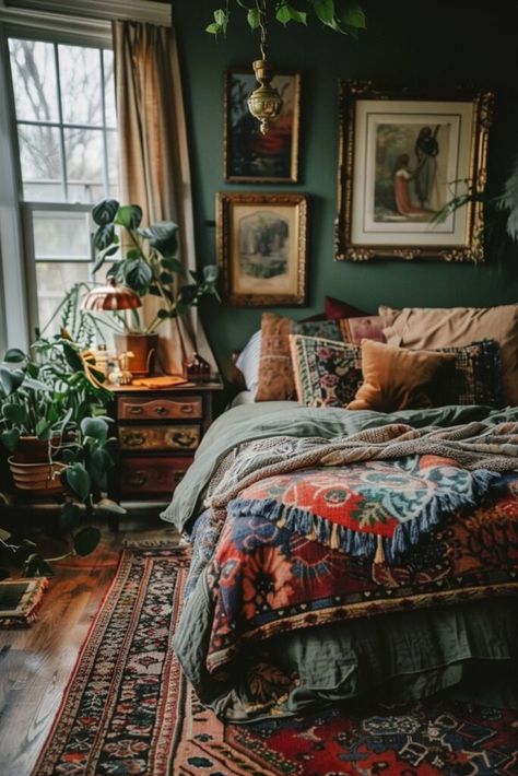 20 Moody Romantic Bedroom Interior Ideas! (Concept Designs) - My Decor Inspo Stevie Nicks Home Decor, Cozy Boho Master Bedrooms Decor, Unique Master Bedrooms Decor, Navy Blue And Burgundy Bedroom Ideas, Moody Guest Room Office, Black And Maroon Bedroom, Moody Aesthetic Bedroom, Moody Bedroom Boho, Moody Coastal Bedroom