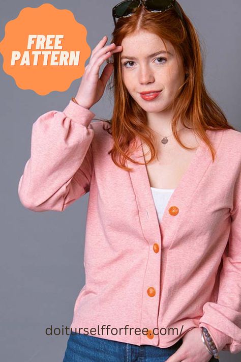 Sew Cardigan Pattern Free, How To Sew A Cardigan, Free Cardigan Sewing Pattern, Cardigan Sewing Pattern Free, Sew Cardigan, Diy Womens Clothes, Cardigan Sewing Pattern, Cardigan Free Pattern, Unique Sewing Patterns