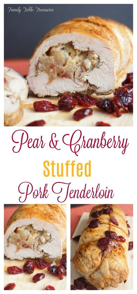 Dijon Pork Loin, Parmesan Baked Pork Chops, Tender Pork Loin, Pear And Cranberry, Apple Cider Glaze, Pork Loin Roast Recipes, Pork Tenderloin Recipe, Tenderloin Recipe, Stuffed Pork