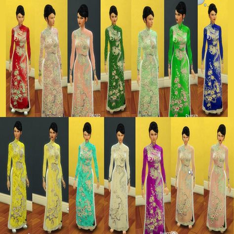 Women's - Vietnamese Dress (Áo Dài) | SimsWorkshop Sims 4 Royalty Cc, Sims 4 Women Cc, Sims Dress, Sims 4 Royal Cc, Sims 4 Asian, Sims 4 Historical Cc, Royal Attire, Sims 4 Historical, Sims 4 Royal