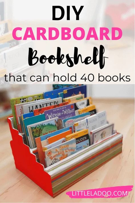 Diy Cardboard Display Shelf, Diy Bookshelf For Classroom, Diy Bookshelf For Small Spaces, Table Top Book Shelf, Book Display For Craft Show, Book Fair Display Ideas, Diy Cardboard Bookshelf, Book Fair Display, Cardboard Bookshelf Diy