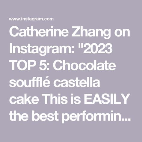 Catherine Zhang on Instagram: "2023 TOP 5: Chocolate soufflé castella cake This is EASILY the best performing recipe on my blog all year and for good reason, I mean look at it 😭 Link to the recipe in my bio or here: https://zhangcatherine.com/chocolate-sponge-cake/ . . . #baking #recipe #dessert #chocolate #castella #spongecake" Chocolate Souffle Cake, Chocolate Souffle, Chocolate Sponge Cake, Sponge Cake, Gluten Free Chocolate, Good Things, Baking, Cake, Instagram