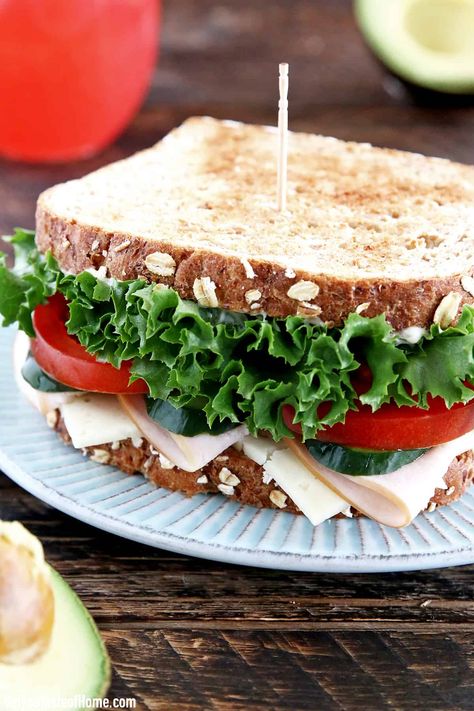 This Turkey Sandwich Recipe is one of our favorite sandwiches. The sandwich is loaded with vegetables of homegrown cucumber and tomatoes which makes it taste absolutely desirable. Pulled Turkey Sandwiches, Toasted Turkey, Sandwich Recipe Videos, Sandwich Spread Recipes, Sandwich Recipes For Kids, Turkey Lunch, Hot Turkey Sandwiches, Turkey Sandwiches Recipes, Vegan Turkey