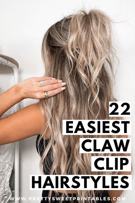 claw clip hairstyles Claw Clip Styles For Medium Hair, How To Style Hair With Clips, Small Claw Clip Half Up Half Down, How To Style A Claw Clip With Long Hair, Claw Clip Long Straight Hair, Jaw Hair Clip Hairstyles, Ways To Use A Hair Claw Clip, Lazy Hairstyles For Work, Long Hair Hair Dos