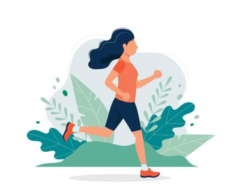 Running Clipart, Running Illustration, Exercise Images, Park Aesthetic, Accessories Essentials, Happy Woman, Drawing Exercises, Concept Illustration, Woman Illustration