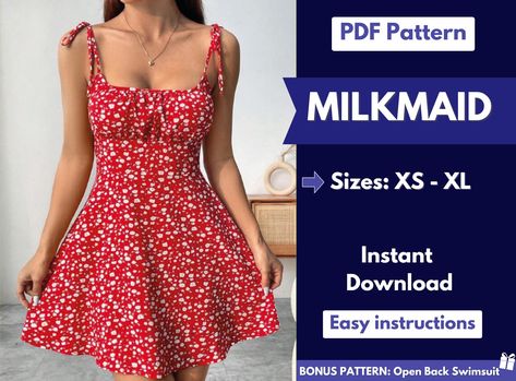 Couture, Milkmaid Dress Pattern, Short Dress Pattern, Dress Pattern Women, Pattern Overalls, Overalls Pattern, Short Dress Patterns, Milkmaid Dress, Women Sewing