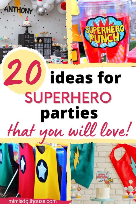 Super Hero Birthday Party Games, Superheroes And Villains, Superhero Bday Party, Super Six Birthday Party, Super One Birthday Party, Kids Superhero Party, Super Hero Theme Birthday, Super Hero Birthday Party Decor, Hero Birthday Party Ideas