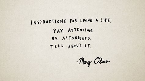 "Instructions for living a life:  Pay attention. Be astonished. Tell about it." -Mary Oliver Mary Oliver Quotes, Mary Oliver Poems, Poetry For Kids, Lovely Quotes, Mary Oliver, Literature Quotes, Teacher Quotes, Writing Quotes, Blackbird