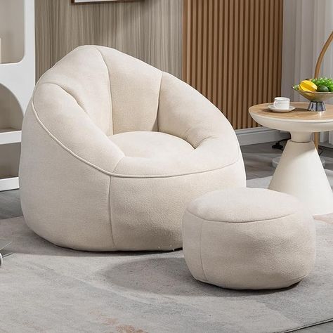 Amazon.com: Sudwesto Bean Bag Sofa, Microfiber Upholstered Bean Bag Couch with Petal Back, Padded Lazy Sofa with Footstool, Memory Foam Stuffed Bean Bag Couch for Living Room, Bedroom, Apartment (Beige) : Home & Kitchen Giant Bean Bag Chair, Bean Bag Couch, Adult Bean Bag Chair, Giant Bean Bags, Bean Bag Sofa, Taking A Nap, Lazy Sofa, Bean Bags, Bag Chair