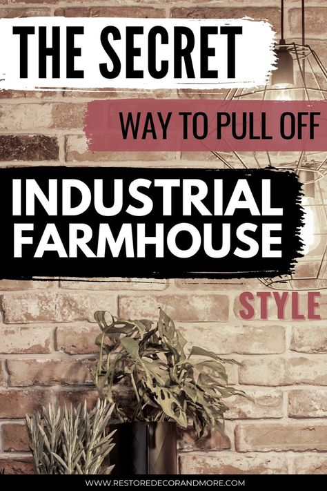 Are you looking for industrial farmhouse decorating ideas? Everything on how to decorate industrial farmhouse style. If you aren't careful, industrial can look harsh and cold. Find out how to pull off the industrial farmhouse style decorating in your home or apartment. Includes ideas for must have elements for any industrial farmhouse design. Farmhouse And Industrial Style, Industrial Design Home Office, Industrial Farmhouse Office Ideas, Industrial Farmhouse Decor Ideas, Industrial Farmhouse Basement, Industrial Farmhouse Interior Design, Cobblestone Houses, Farmhouse Industrial Decor, Industrial Farmhouse Design