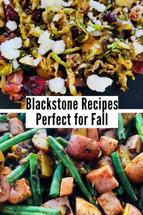 brussel sprouts and ham and green beans Blackstone Grilling Ideas, Flat Top Grill Recipes Vegetarian, Fall Dinner Recipes Blackstone, Sausage Blackstone Recipes, Dinner Ideas Flat Top Grill, Stovetop Griddle Recipes, Black Stone Fall Recipes, Fall Blackstone Meals, Dinner Ideas For Blackstone Griddle