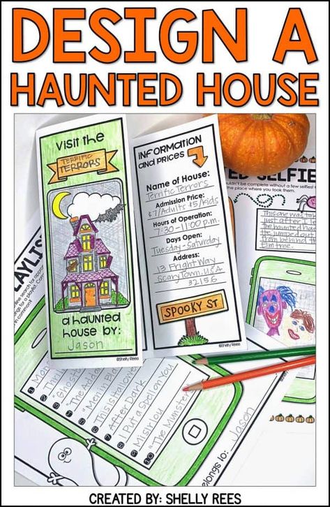 Halloween Project-Based Learning for math and reading for 4th, 5th, and 6th grades has never been more fun and engaging! Use the Design a Haunted House PBL unit to make October math more creative. Teachers and students love this Halloween activities unit! #pbl #projectbasedlearning #5thgrade #4thgrade #halloweenmath Halloween Classroom Activities, October Math, Halloween Teaching, Halloween Math Activities, Halloween Lesson, Halloween Writing, Halloween Classroom, Halloween Math, 4th Grade Classroom