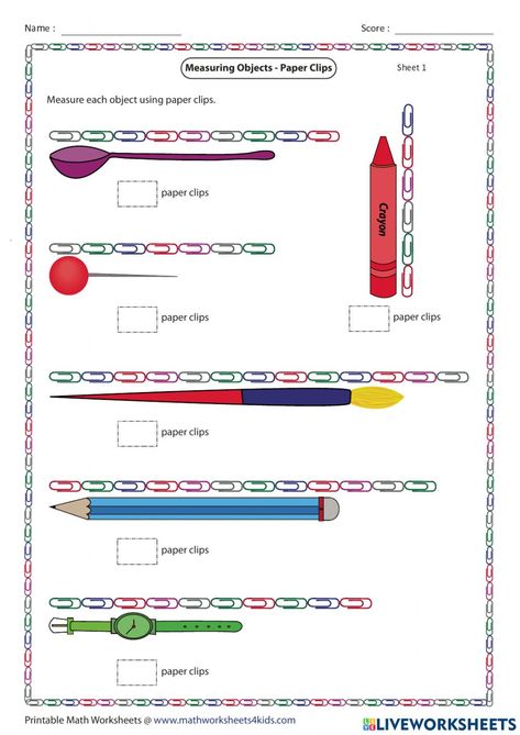 Measuring Length Worksheet Grade 1, Measuring Length Worksheet, Math Measurement Activities, Kindergarten Measurement, Nonstandard Measurement, Teaching Measurement, Measurement Kindergarten, Worksheets For Class 1, Measurement Worksheets