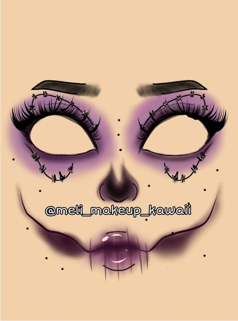 halloween makeup maquillaje Halloween Mackup Ideas, Halloween Face Charts Makeup Ideas, Halloween Makeup Looks Drawing, Halloween Makeup Face Charts, Makeup Ideas Drawing Halloween, Fun Halloween Makeup Looks, Boceto Makeup Egirl, Halloween Themed Makeup, Halloween Makeup Ideas Creative