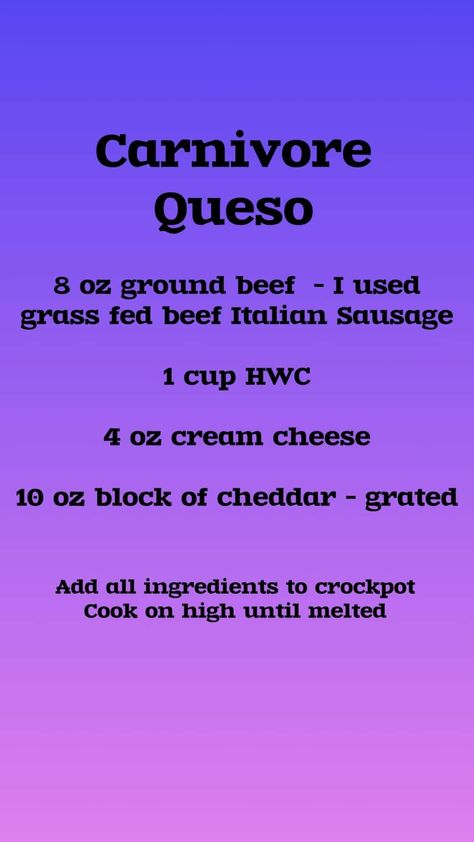 Carnivore Queso Dip, Carnivore Diet Benefits For Women, Quick Carnivore Dinner, Carnivore Diet List Of Foods, Carnivore Queso, Carnivore Dip, Meat Diet Recipes, Carnivore Thanksgiving, Carnivore Crock Pot Recipes