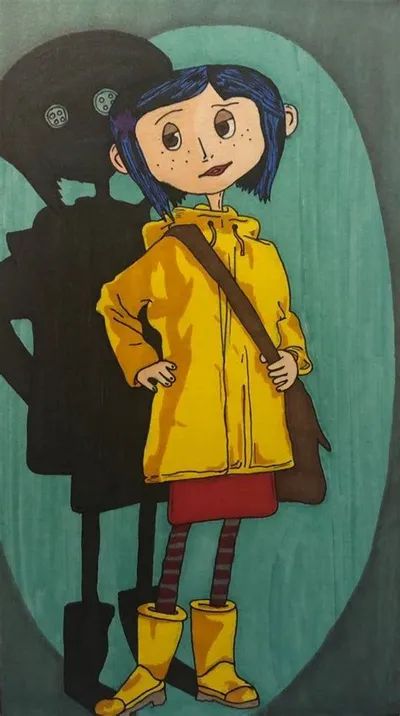 Coraline Art, Coraline Aesthetic, Coraline Jones, Coraline, Tim Burton, Blue Hair, Drawing Ideas, Painting Ideas, A Girl