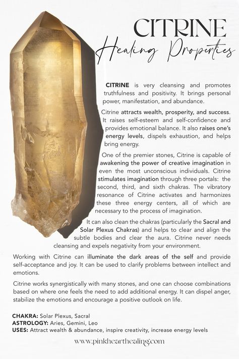 Citrine Crystal Benefits, Citrine Crystal Aesthetic, Citrine Aesthetic, Citrine Crystal Meaning, Citrine Properties, Crystal Healing Chart, Creative Imagination, Crystal Properties, Crystal Guide